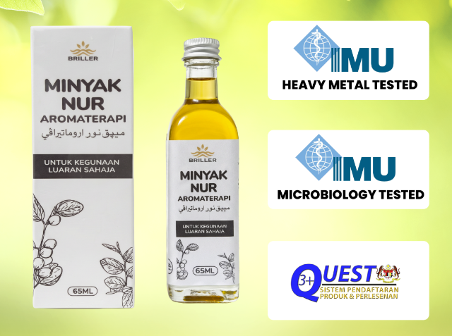 Rupa botol dan kotak Minyak Nur yang asli